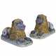 A PAIR OF FRENCH FAIENCE MODELS OF RECUMBENT LIONS - фото 1