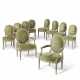 A SET OF TEN GREY-PAINTED DINING CHAIRS - фото 1