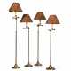 A SET OF FOUR FRENCH TELESCOPIC EXTENDABLE BRASS FLOOR LAMPS - фото 1