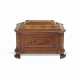 A GERMAN WALNUT, FRUITWOOD, PARQUETRY AND IVORY-INLAID STRONG BOX - фото 1