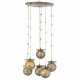 AN AUSTIAN PATINATED-BRASS AND DECORATED GLASS CHANDELIER - Foto 1