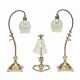 A PAIR OF BRASS, COPPER AND GLASS TABLE LAMPS - фото 1