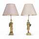 A PAIR OF FRENCH GILT-BRONZE FIGURES MOUNTED AS LAMPS - фото 1