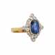 Ring mit ovalem Saphir und Brillanten von zus. ca. 0,3 ct, - photo 1