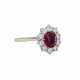 Ring mit Rubin ca. 0,80 ct und 10 Brillanten zus. ca. 0,80 ct, - Foto 1