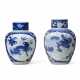 TWO CHINESE EXPORT PORCELAIN BLUE AND WHITE 'HATCHER CARGO' GINGER JARS AND COVERS - Foto 1