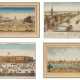 Vier kolorierte Kupferstiche mit Ansichten Aus Dresden, Amsterdam, Berlin und Hamburg - Foto 1