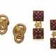 NO RESERVE | HERMÈS TWO PAIRS OF MULTI-GEM AND GOLD CUFFLINKS - фото 1