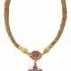 NO RESERVE | ANTIQUE AMETHYST, EMERALD AND GOLD PENDANT-NECKLACE - photo 1