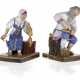 Two Porcelain Figurines of a Peasant Woman Spinning and an Old Man Making a Bast Shoe - фото 1