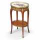 A LOUIS XV-STYLE PORCELAIN AND ORMOLU-MOUNTED KINGWOOD AND MARQUETRY OCCASIONAL TABLE - фото 1