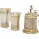 TWO GERMAN PARCEL-GILT SILVER BEAKERS AND A TANKARD - фото 1