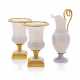 AN ASSEMBLED GARNITURE OF CHARLES X ORMOLU MOUNTED WHITE OPALINE GLASS OBJECTS - фото 1