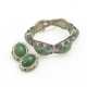 Asiatisches Filigran-Armband und Ohrklipp-Paar mit Jade und Email - photo 1