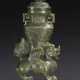 A GREEN JADE `MYTHICAL BEAST` VASE AND A COVER - фото 1