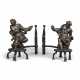 A PAIR OF VICTORIAN PATINATED-BRONZE ANDIRONS - фото 1