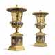A PAIR OF ITALIAN ORMOLU-MOUNTED AMETHYST AND BRONZE URNS - фото 1