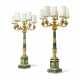 A PAIR OF ITALIAN ORMOLU-MOUNTED MALACHITE SIX-LIGHT CANDELABRA - фото 1