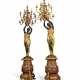 A PAIR OF MONUMENTAL PARCEL-GILT AND PATINATED BRONZE AND ROUGE MARBLE THIRTEEN-LIGHT TORCHERES - photo 1