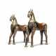 A PAIR OF BRASS-MOUNTED TEAK PROCESSIONAL HORSES - photo 1