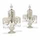 A PAIR OF REGENCY GILT-BRONZE AND CUT-GLASS TWO-LIGHT CANDELABRA - фото 1