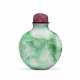 A CARVED EMERALD-GREEN AND WHITE JADEITE SNUFF BOTTLE - photo 1