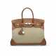 A LIMITED EDITION FAUVE BARÉNIA LEATHER & TOILE GHILLIES BIRKIN 35 WITH BRUSH PALLADIUM HARDWARE - Foto 1