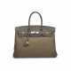 A LIMITED EDITION ÉTOUPE CLÉMENCE LEATHER & CRINOLINE BIRKIN 35 WITH PALLADIUM HARDWARE - фото 1