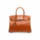 A SHINY ORANGE POPPY POROSUS CROCODILE BIRKIN 30 WITH PALLADIUM HARDWARE - фото 1