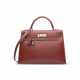 A BRIQUE CALF BOX LEATHER SELLIER KELLY 32 WITH PALLADIUM HARDWARE - фото 1