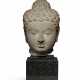 AN LARGE AND RARE ANDESITE HEAD OF BUDDHA - фото 1