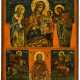 A LARGE GREEK ICON SHOWING THE MOTHER OF GOD PORTAITISSA AND SAINTS - фото 1