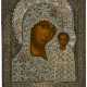 A RUSSIAN ICON WITH ELABORATELY EMBROIDERED RIZA SHOWING THE MOTHER OF GOD KAZANSKAYA - фото 1