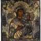 A MAGNIFICENT RUSSIAN ICON WITH FIE GILDED SILVER OKLAD SHOWING THE MOTHER OF GOD SMOLENSKAYA - фото 1