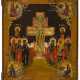 VERY FINE PAINTED RUSSIAN STAUROTHEK ICON WITH INSERTED FIREGILDED CROSS - Foto 1