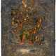 A LARGE RUSSIAN ICON WITH GILDED SILVEROKLAD SHOWING THE DESCENT OF CHRIST INTO HELL AND THE RESURRECTION (ANASTASIS) - фото 1