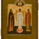 A FINE-PAINTED RUSSIAN ICON SHOWING THE GUARDIAN ANGEL AND 2 SAINTS - photo 1