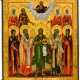 A LARGE RUSSIAN ICON SHOWING NINE SAINTS - фото 1