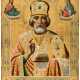 AN AMAZING LARGE RUSSIAN GOLDGROUND ICON SHOWING ST. NICHOLAS - фото 1