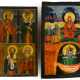 TWO GREEK ICONS SHOWING THE DESCENT OF THE HOLY GHOST (PENTECOST) AND SAINTS - photo 1