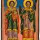 A BALKAN ICON SHOWING THE PATRON SAINTS OF MEDICINE ST. COSMAS AND DAMIAN - photo 1