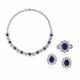 SAPPHIRE AND DIAMOND NECKLACE, RING AND EARRING SET - фото 1