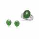 SET OF JADEITE AND DIAMOND RING AND EARRINGS - photo 1
