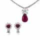 HARRY WINSTON RUBY AND DIAMOND EARRINGS; TOGETHER WITH A RUBY AND DIAMOND NECKLACE - фото 1
