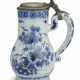 A PEWTER-MOUNTED DUTCH DELFT BLUE AND WHITE TANKARD AND COVER - photo 1