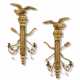 A PAIR OF REGENCY STYLE GILTWOOD AND GILT COMPOSITION TWO-BRANCH WALL LIGHTS - photo 1