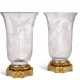 A PAIR OF FRENCH 'JAPONISME' ORMOLU-MOUNTED CUT AND ETCHED-GLASS VASES - фото 1