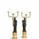 A PAIR OF CONSULAT ORMOLU AND PATINATED BRONZE THREE-LIGHT CANDELABRA - фото 1