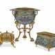 A GROUP OF THREE ORMOLU AND CHAMPLEVE ENAMEL TABLE ACCESSORIES - фото 1