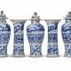 A CHINESE EXPORT PORCELAIN BLUE AND WHITE FIVE-PIECE GARNITURE - фото 1